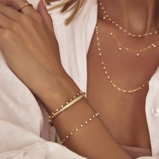 Peggy Gold And Enamel Bracelet - Vanilla