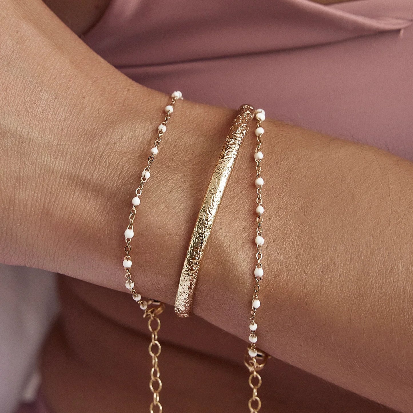 Peggy Gold And Enamel Bracelet - Vanilla